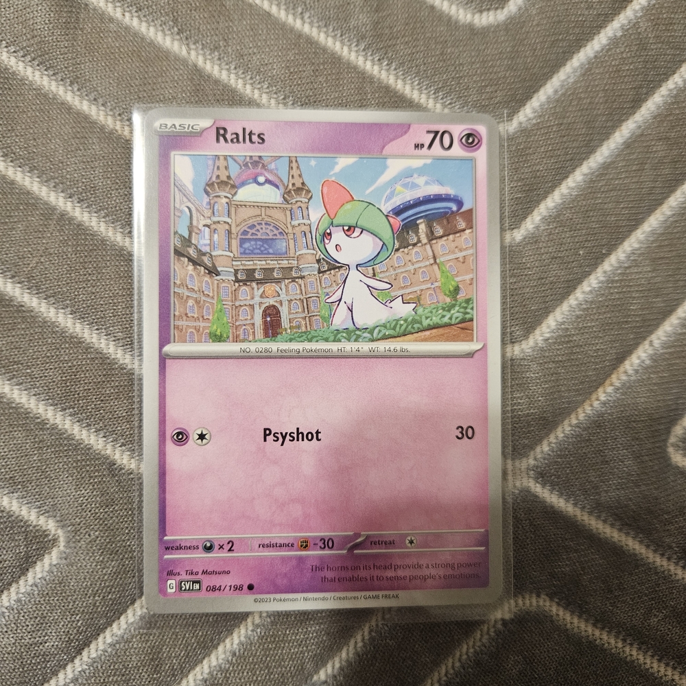 Pokemon Card - Ralts with Pink and Green
